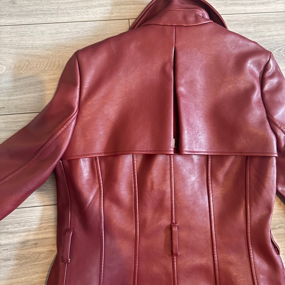 House of CB Burgundy Leather Jacket - Picture 7 of 7